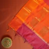Rani Pink Silk Saree with Zari Checks and Golden Pineapple Buttas Pink magenta silk saree with golden zari checks, floral motifs and rich zari border – Panduranga Silks