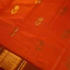 Orange Silk Saree with Zari Checks and Golden Pineapple Buttas Orange silk saree with golden zari checks, pineapple motifs and woven zari border