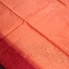 Coral Orange Raw Silk Saree with Checks and Deep Maroon Border Coral orange raw silk saree with zari checks, deep maroon temple border and contrasting zari-woven pallu