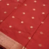 Maroon Soft Silk Cotton Saree with Beautiful Golden Zari Buttas Maroon silk cotton saree with golden zari buttas and sage grey pallu and blouse