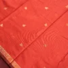 Red Soft Silk Cotton Saree with Golden Zari Buttas and Navy Blue Pallu Red silk cotton saree with golden zari buttas, golden border and navy blue pallu