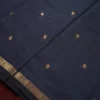 Dark Navy Blue Soft Silk Cotton Saree with Golden Zari Buttas Dark navy blue silk cotton saree with golden zari buttas and zari border