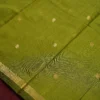 Leaf Green Soft Silk Cotton Saree with Golden Zari Buttas Design Leaf green silk cotton saree with golden zari buttas and golden zari border