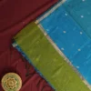 Leaf Green Soft Silk Cotton Saree with Golden Zari Buttas Design Leaf green silk cotton saree with golden zari buttas and golden zari border